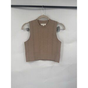All: Row Cropped Top Women Small Brown Sleeveless Knit‎ Crew Neck Granolagirl